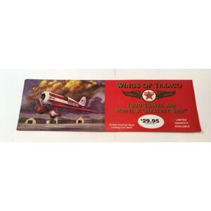 WINGS OF TEXACO ADVERTISING STORE DISPLAY SIGN Airplane Mystery Ship 36" 776A